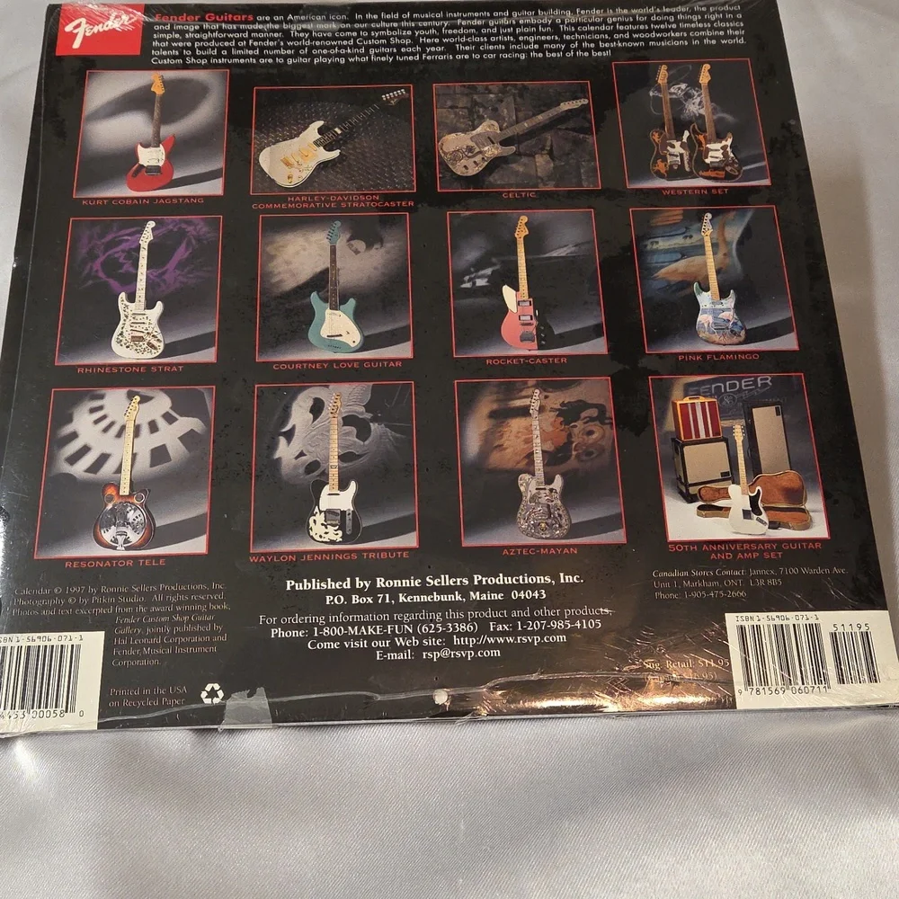 Fender Guitars Custom Shop Calendar 1998 Guitars Vintage Music